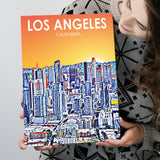 Los Angeles CA Art Art California Sunset Landscape ,City Art Print, Large Canvas, Canvas Print Wall Art Home Decor