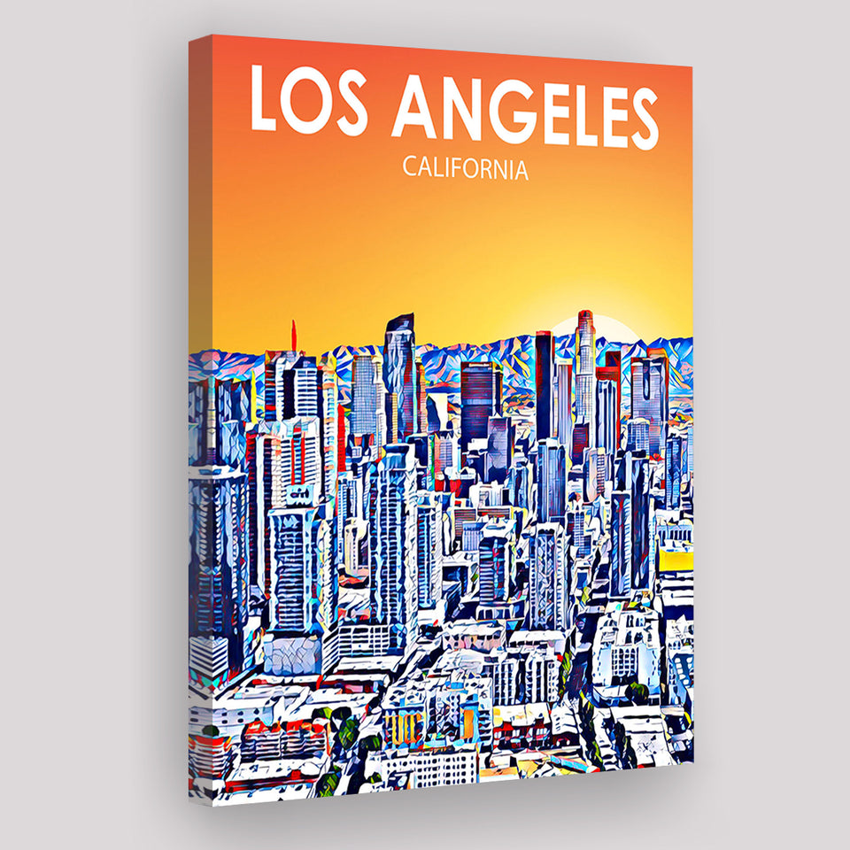 Los Angeles CA Art Art California Sunset Landscape ,City Art Print, Large Canvas, Canvas Print Wall Art Home Decor
