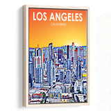 Los Angeles CA Art Art California Sunset Landscape, Large Canvas, Framed Canvas Print Wall Art Home Decor, Floating Frame