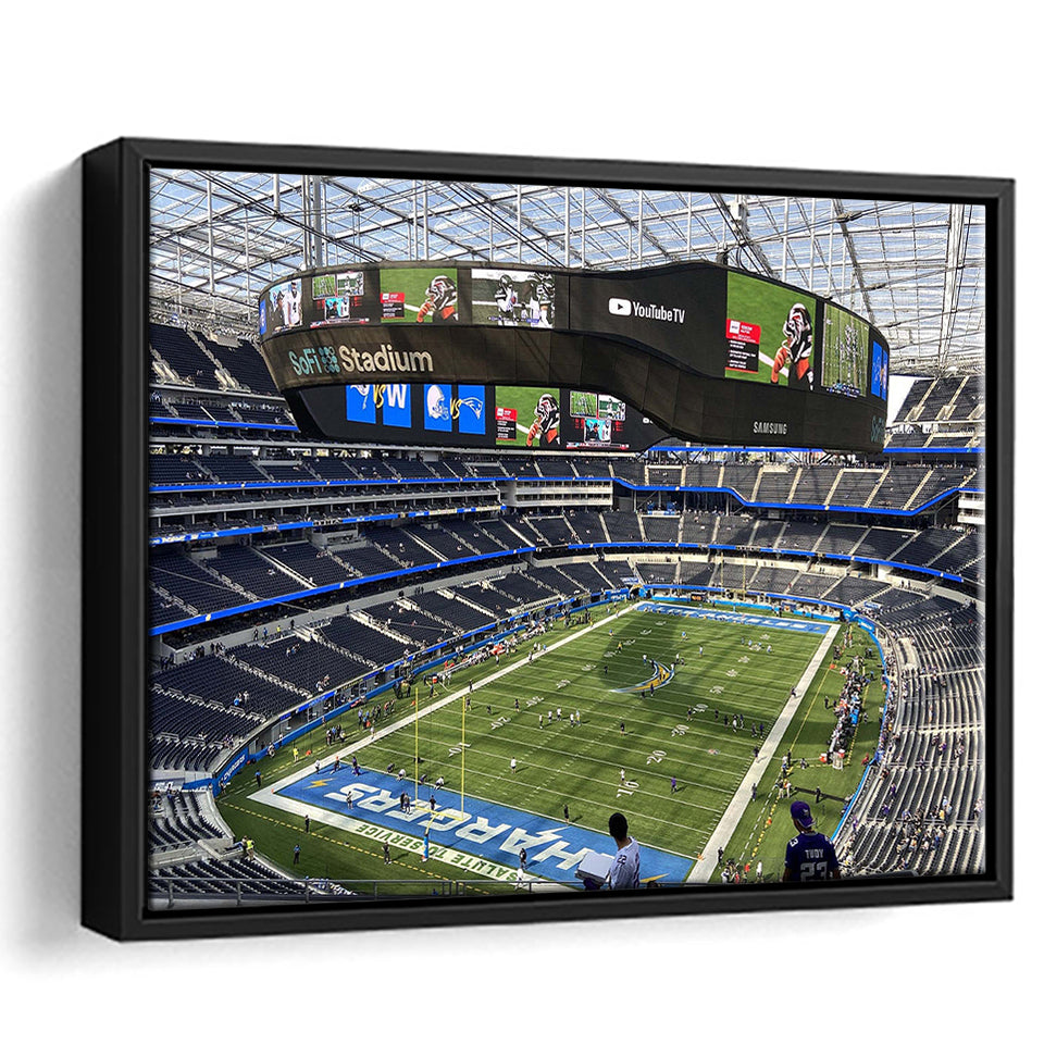 Los Angeles Chargers Stadium Framed Canvas Prints SoFi Stadium Wall Art,Sport Stadium Art Prints, Fan Gift