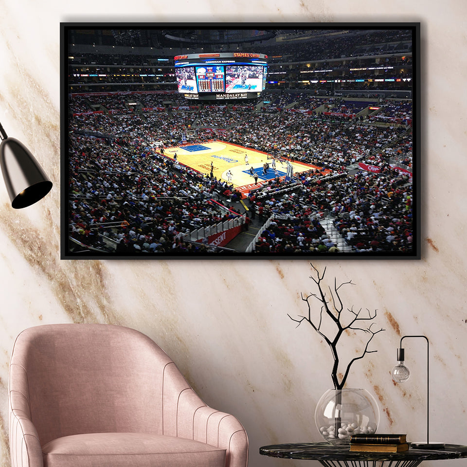 Los Angeles Clippers Stadium Framed Canvas Prints Staples Center Wall Art,Sport Stadium Art Prints, Fan Gift
