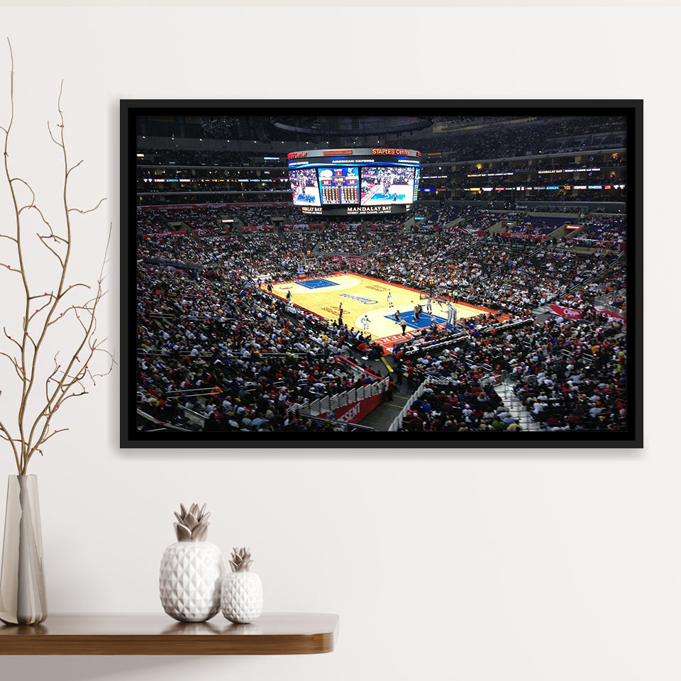 Los Angeles Clippers Stadium Framed Canvas Prints Staples Center Wall Art,Sport Stadium Art Prints, Fan Gift