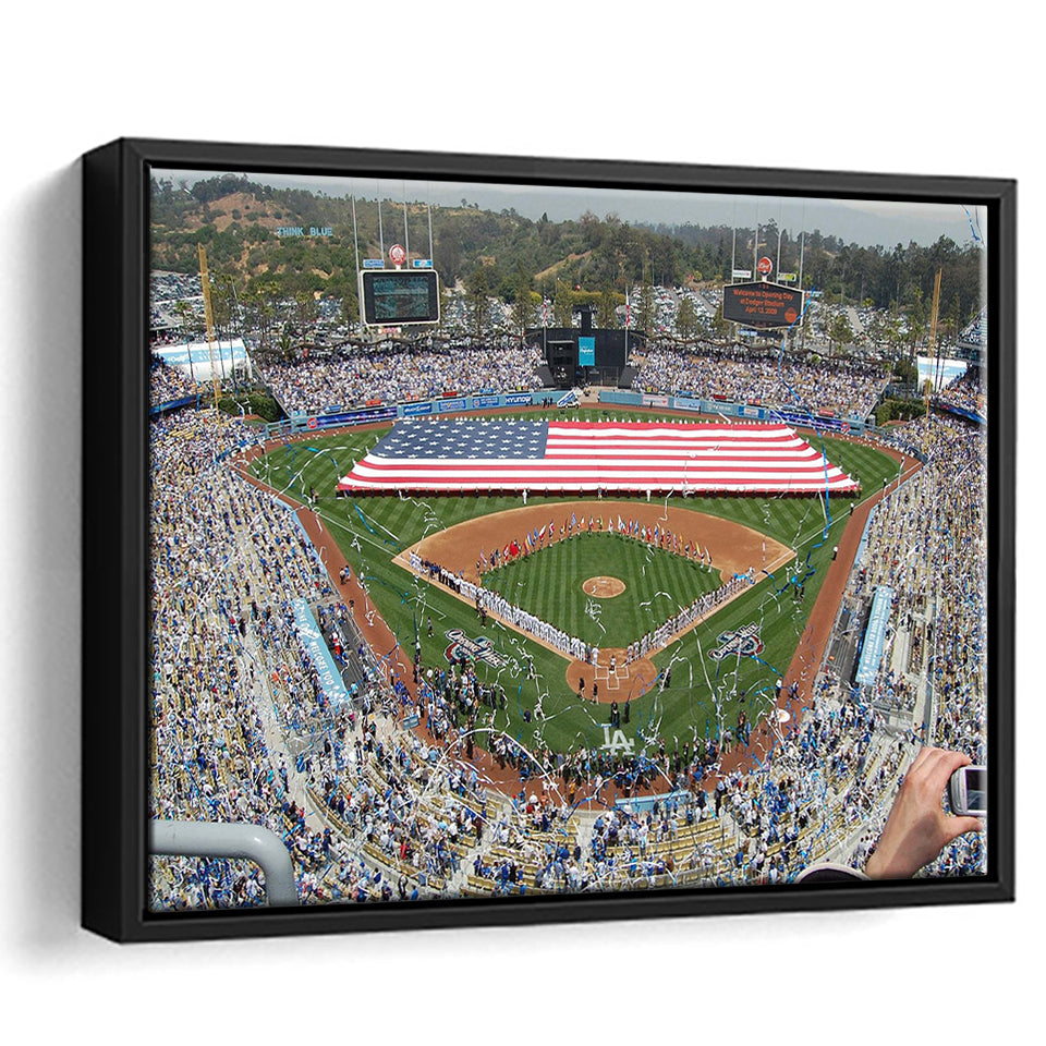  Los Angeles Dodger Stadium Black Float Frame Canvas