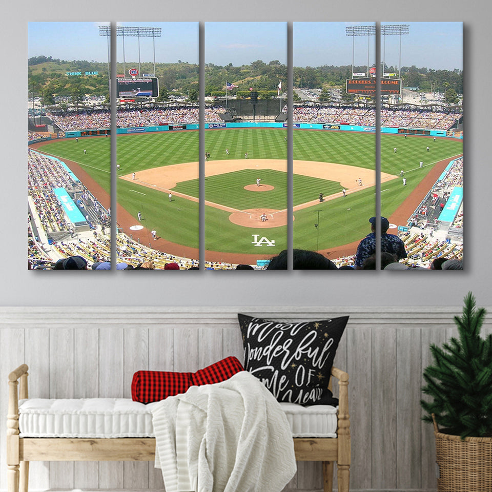 Los Angeles Dodgers Wall Art Dodger Stadium Canvas Prints,Multi Panels B,Sport Stadium Art Prints, Fan Gift