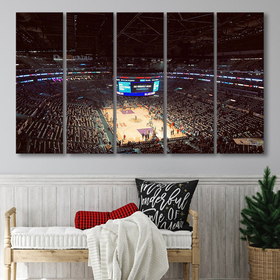 Los Angeles Lakers Stadium Canvas Prints Staples Center Wall Art,Multi Panels B,Sport Stadium Art Prints, Fan Gift