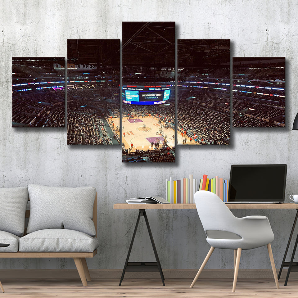 Los Angeles Lakers Stadium Canvas Prints Staples Center Wall Art,Multi Panels,Sport Stadium Art Prints, Fan Gift