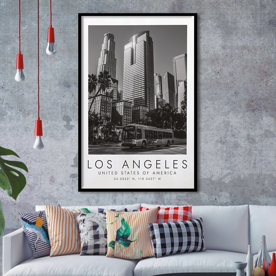 Los Angeles Usa Black And White Art Framed Art Prints Wall Art Decor, Framed Picture