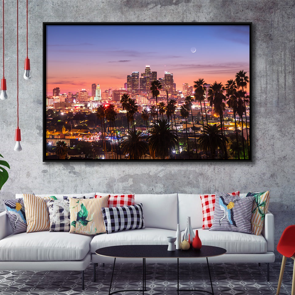 Los Angeles Wall Art Framed Canvas Prints Wall Art - Painting Prints, Wall Decor, Floating Frame
