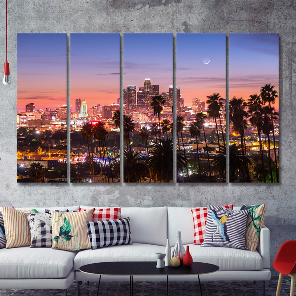 Los Angeles Wall Art 5 Piece Canvas Prints Wall Art - Painting Prints, Wall Decor,Multi Panels