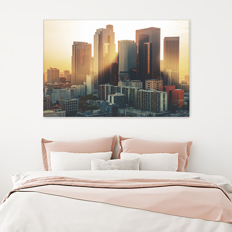Los Angeles Downtown Skyline At Sunset Vaitamin Canvas Wall Art - Canvas Prints, Prints for Sale, Canvas Painting, Canvas On Sale