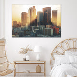Los Angeles Downtown Skyline At Sunset Vaitamin Canvas Wall Art - Canvas Prints, Prints for Sale, Canvas Painting, Canvas On Sale