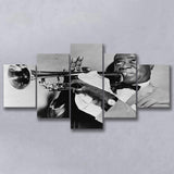 Louis Armstrong Playing Trumpet Black And White Print, 5 Panels, Canvas Prints Wall Art Decor, Large Canvas Art