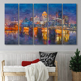 Louisville Kentucky Usa Downtown Skyline On 5 Pieces Extra Large Canvas Prints Wall Art Home Decor