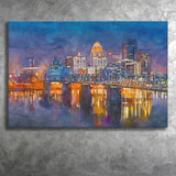 Louisville Kentucky Usa Downtown Skyline On City Art Watercolor Canvas Prints Wall Art Home Decor, Large Canvas