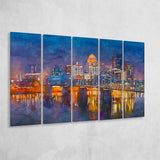 Louisville Kentucky Usa Downtown Skyline On 5 Pieces Extra Large Canvas Prints Wall Art Home Decor
