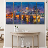 Louisville Kentucky Usa Downtown Skyline On 5 Pieces Extra Large Canvas Prints Wall Art Home Decor