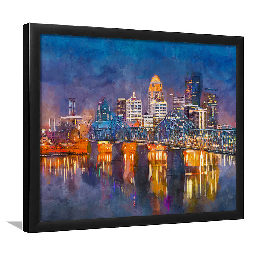 Louisville Kentucky Usa Downtown Skyline On City Art Watercolor Framed Art Prints Wall Art Decor,Framed Picture
