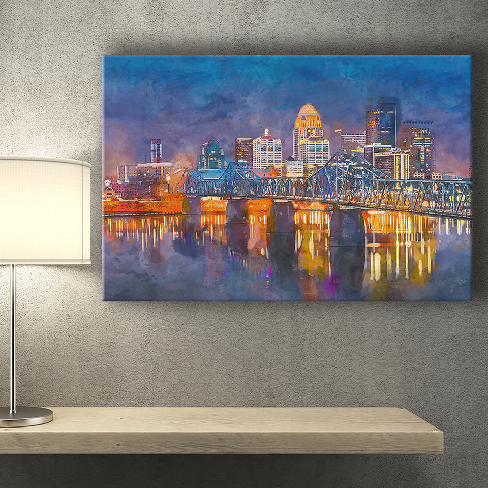 Louisville Kentucky Usa Downtown Skyline On City Art Watercolor Framed Art  Prints Wall Art Decor,Framed Picture