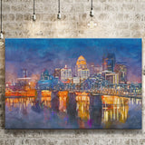 Louisville Kentucky Usa Downtown Skyline On City Art Watercolor Canvas Prints Wall Art Home Decor, Large Canvas