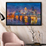 Louisville Kentucky Usa Downtown Skyline On City Art Watercolor Framed Canvas Prints Wall Art Home Decor,Floating Frame