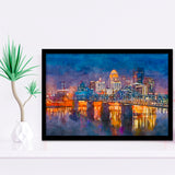 Louisville Kentucky Usa Downtown Skyline On City Art Watercolor Framed Art Prints Wall Art Decor,Framed Picture