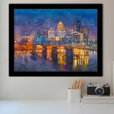 Louisville Kentucky Usa Downtown Skyline On City Art Watercolor Framed Art Prints Wall Art Decor,Framed Picture