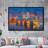 Louisville Kentucky Usa Downtown Skyline On City Art Watercolor Framed Art Prints Wall Art Decor,Framed Picture