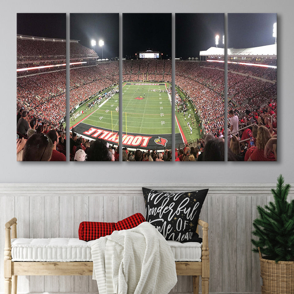 Louisville Cardinals Wall Art Cardinal Stadium Canvas Prints American,Multi Panels B,Sport Stadium Art Prints, Fan Gift