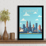 Louisville Kentucky Retro Art Print, Large Canvas, Framed Canvas Print Wall Art Home Decor, Floating Frame