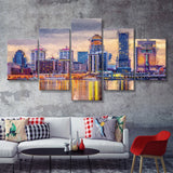 Louisville Skyline Wall Decor Kentucky 5 Piece Canvas Prints Wall Art Decor - Painting Canvas, Multi Panels