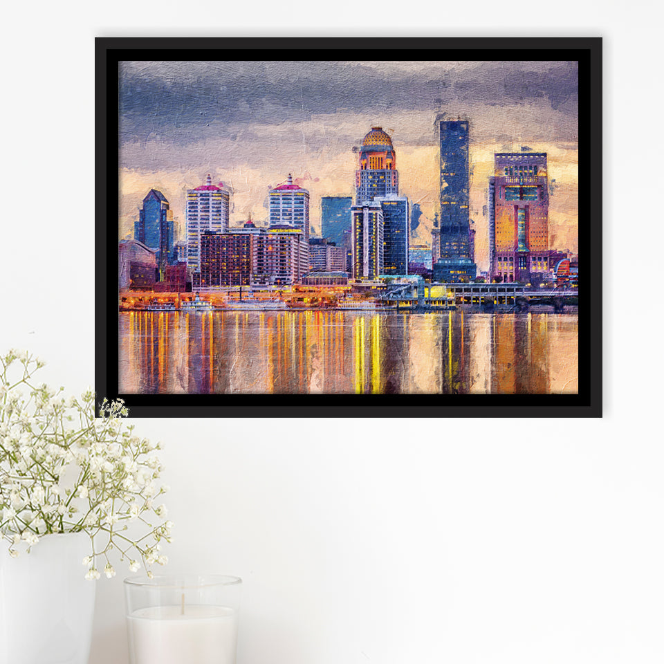 Louisville Skyline Wall Decor Kentucky Framed Canvas Prints Wall Art Decor - Paiting Canvas, Art Prints, Floating Frame