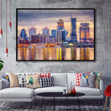 Louisville Skyline Wall Decor Kentucky Framed Canvas Prints Wall Art Decor - Paiting Canvas, Art Prints, Floating Frame