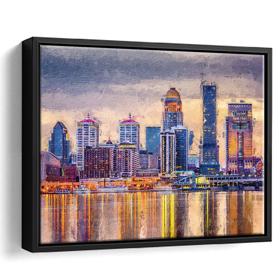 Louisville Skyline Wall Decor Kentucky Framed Canvas Prints Wall Art Decor - Paiting Canvas, Art Prints, Floating Frame