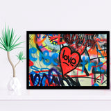 Love Hearts Graffiti Colorful Framed Art Print Wall Decor - Painting Art, Framed Picture, Home Decor