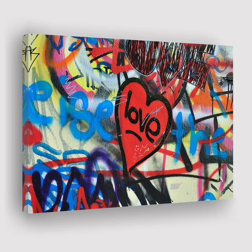 Love Hearts Graffiti Colorful Canvas Prints Wall Art - Painting Canvas,Wall Decor,Art Print,Home Decor