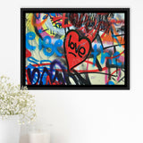 Love Hearts Graffiti Colorful Framed Canvas Prints Wall Art - Painting Canvas,Framed Picture,Home Art Wall Decor
