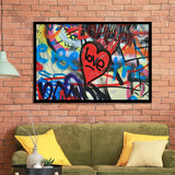 Love Hearts Graffiti Colorful Framed Art Print Wall Decor - Painting Art, Framed Picture, Home Decor