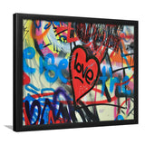 Love Hearts Graffiti Colorful Framed Art Print Wall Decor - Painting Art, Framed Picture, Home Decor
