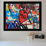 Love Hearts Graffiti Colorful Framed Art Print Wall Decor - Painting Art, Framed Picture, Home Decor