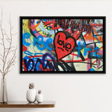 Love Hearts Graffiti Colorful Framed Canvas Prints Wall Art - Painting Canvas,Framed Picture,Home Art Wall Decor
