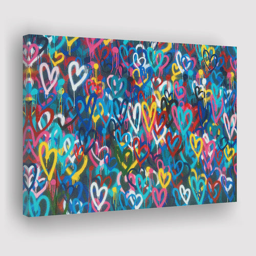 Love Hearts Graffiti Canvas Prints Wall Art - Painting Canvas, Home Wall Decor, For Sale, Painting Prints