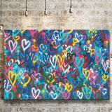 Love Hearts Graffiti Canvas Prints Wall Art - Painting Canvas, Home Wall Decor, For Sale, Painting Prints