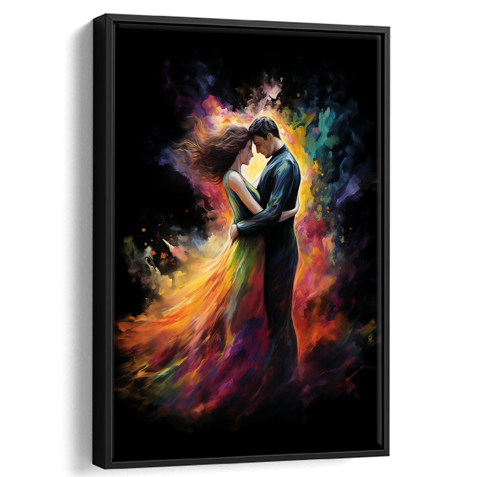 Love Huge Couple Art Painting Mixed Color,Framed Canvas Prints,Floating Frame, Wall Art Home Decor