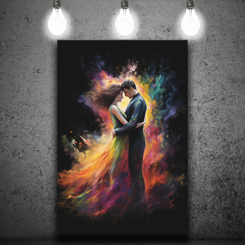 Love Huge Couple Art Painting Mixed Color, Painting Art, Canvas Prints Wall Art Home Decor