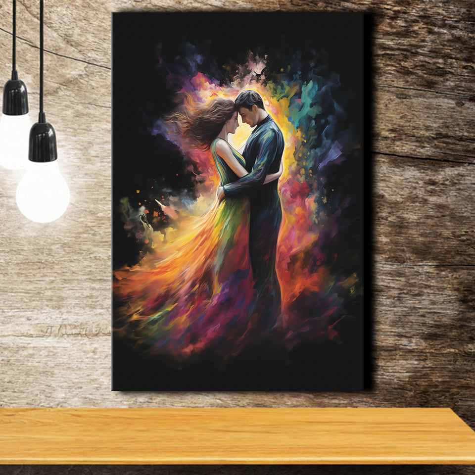Love Huge Couple Art Painting Mixed Color, Painting Art, Canvas Prints Wall Art Home Decor