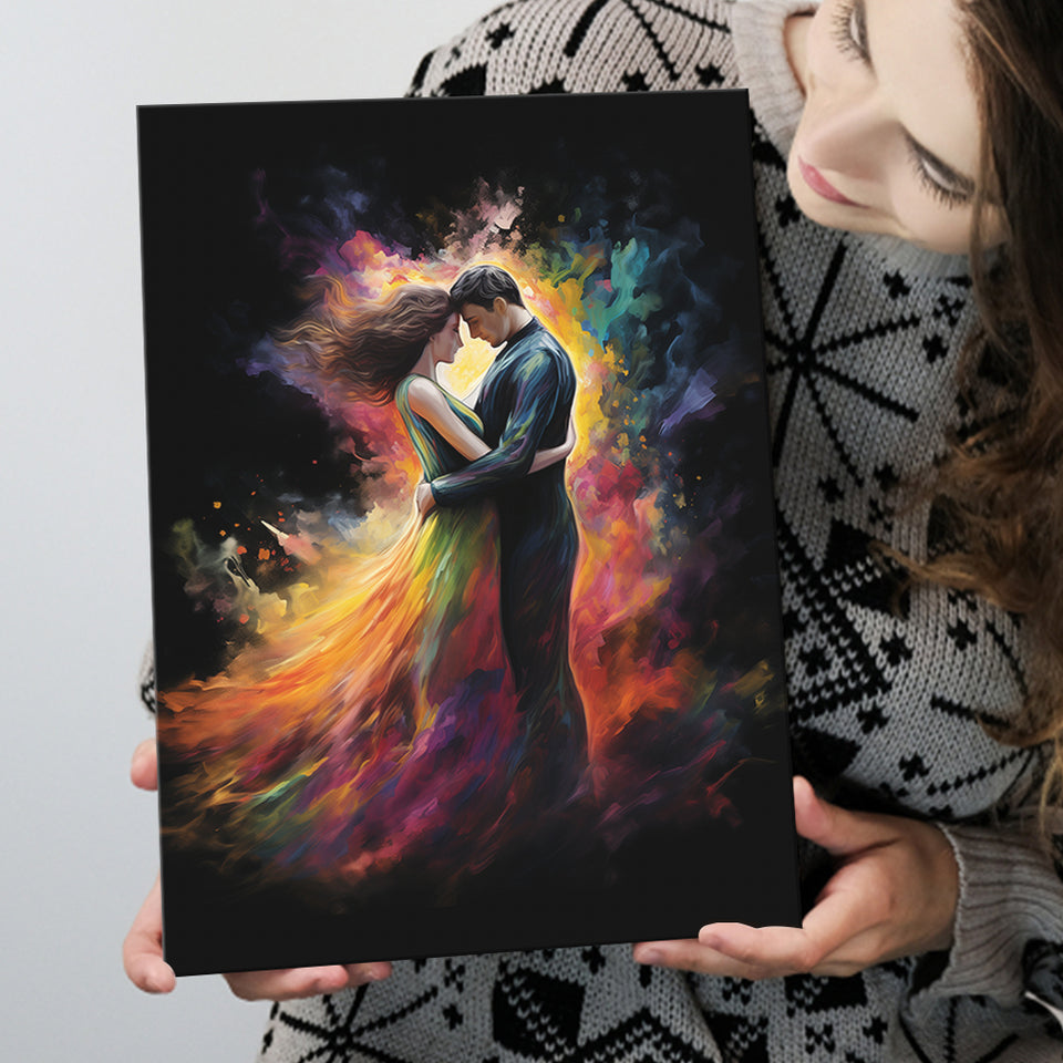 Love Huge Couple Art Painting Mixed Color, Painting Art, Canvas Prints Wall Art Home Decor