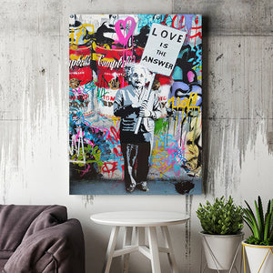 Love Is The Answer Graffiti Painting Canvas Wall Art - Canvas Prints, Painting Canvas, Canvas Art, Prints for Sale