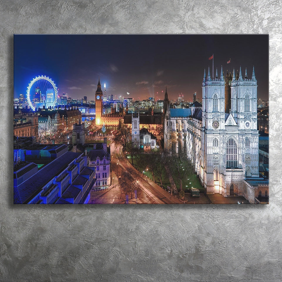 Lovely Buildings Eye At Night In London Canvas Prints Wall Art - Painting Canvas, Home Wall Decor, Painting Prints, For Sale