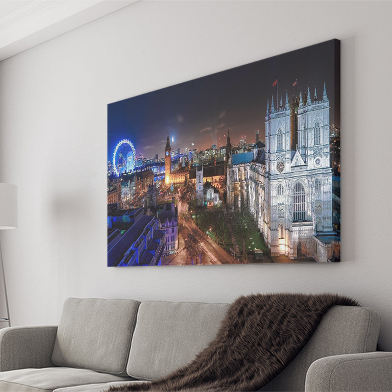 Lovely Buildings Eye At Night In London Canvas Prints Wall Art - Painting Canvas, Home Wall Decor, Painting Prints, For Sale