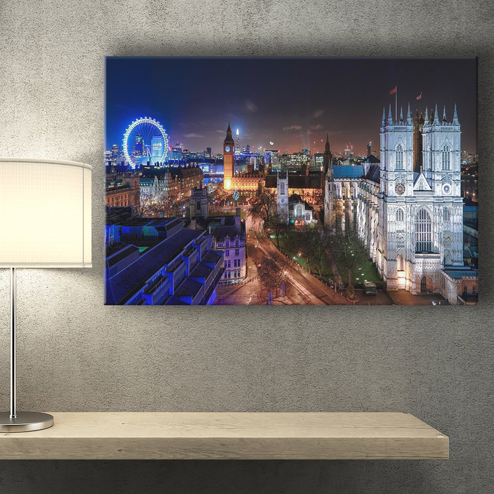 Lovely Buildings Eye At Night In London Canvas Prints Wall Art - Painting Canvas, Home Wall Decor, Painting Prints, For Sale